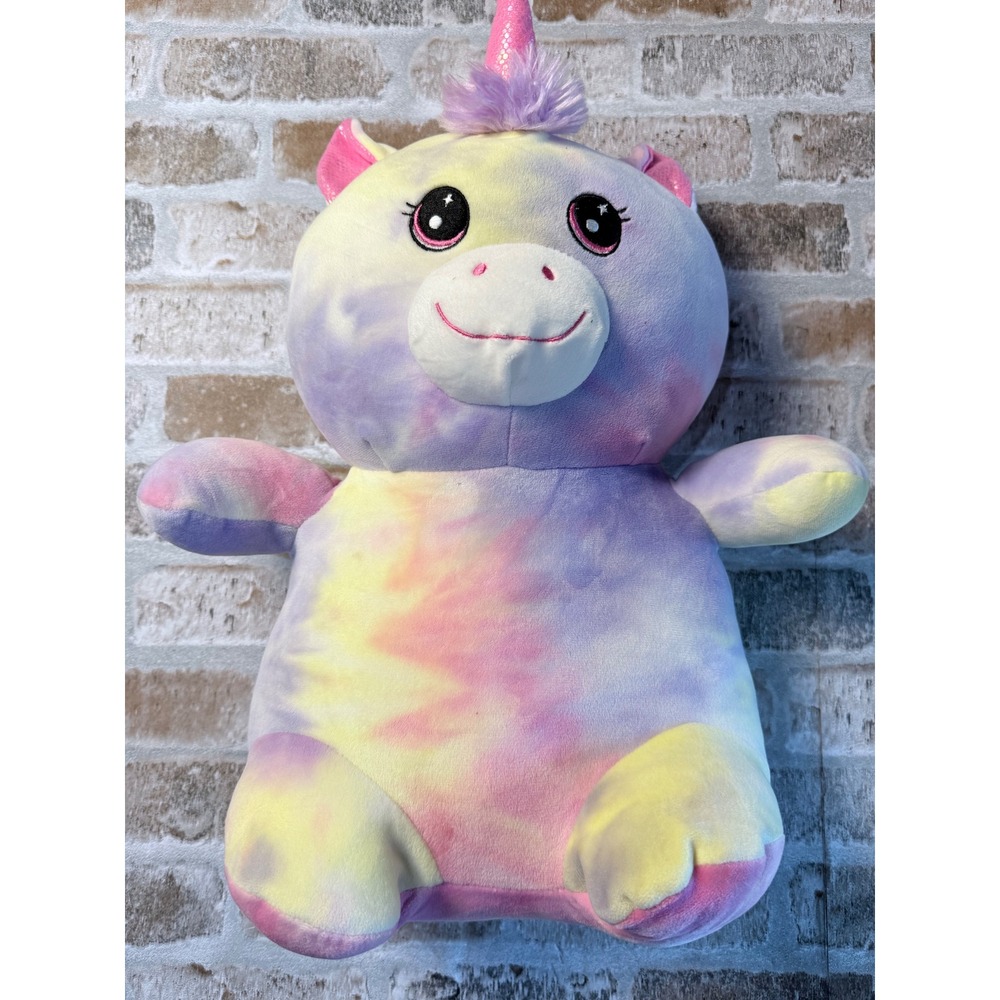 Pastel Tie Dye Unicorn Plush Large 16" Stuffed Animal Purple Pink